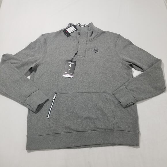 Peloton x Fourlaps Sweatshirt Mens Large Pullover Grey Rush 1/4 Zip Reflective - Picture 1 of 15